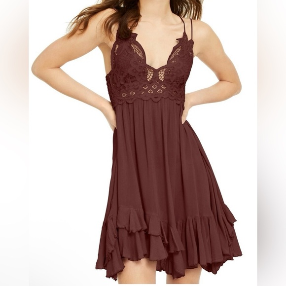 Free People Dresses & Skirts - Free People Brown Adella Slip Dress - Size XS